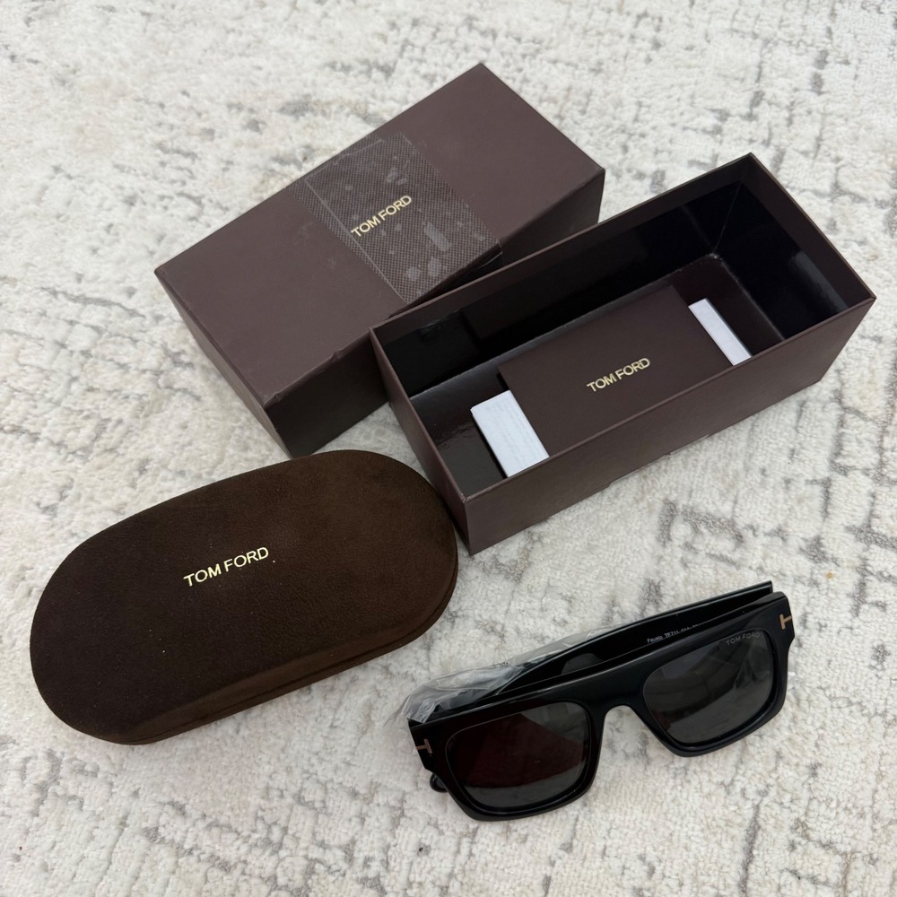 Tom Ford Fausto TF711 01A Black Square Sunglasses Mens Womens Made in Italy - Picture 3 of 11